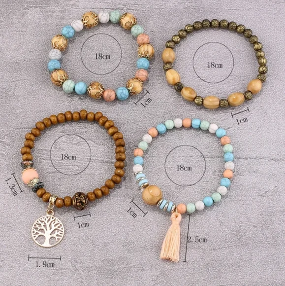 💥LAST ONE💥Tree and Tassel Beaded Bracelet Set, driftwood beach - Picture 5 of 5